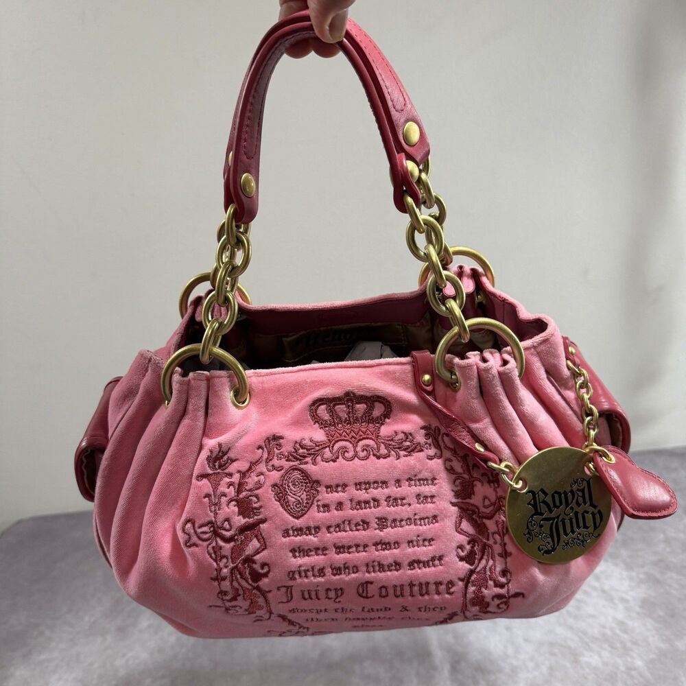 Vintage Y2K Juicy Couture Velour "Once Upon a Time" Purse Bag Pink Fairy NWOT - Picture 15 of 16